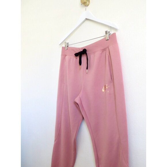 NEW! Nike Air Metallic Rose Gold Phantom Tapered Jogger Pants Pink SZ L - Picture 3 of 6